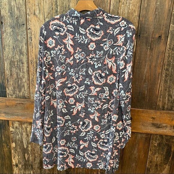J. Jill XS NWT Sheer Black Floral Button Rayon Flowy Relaxed Tunic - Picture 6 of 11